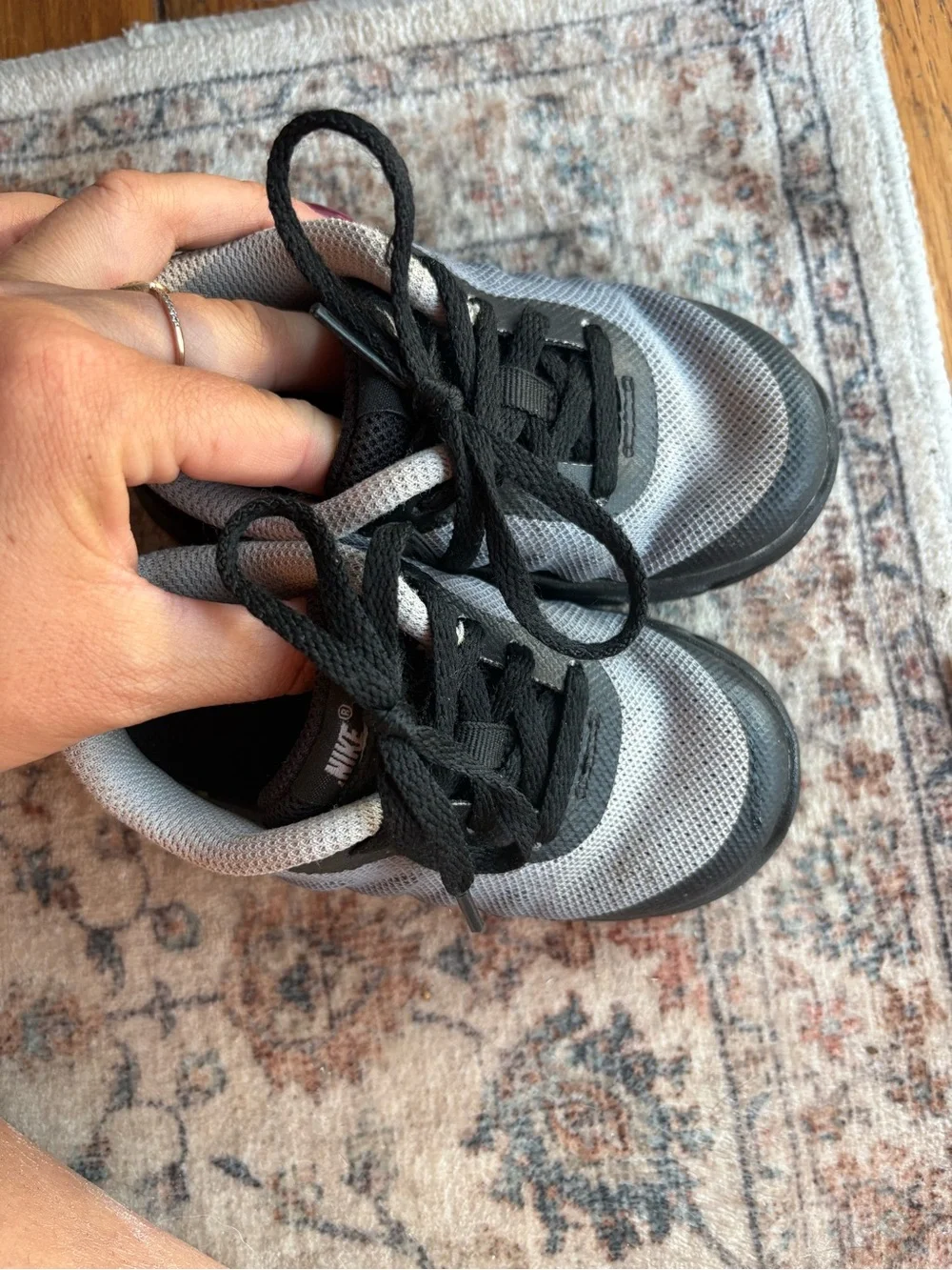 7C Nike Kids' Gray and Black Athletic Lace Up Sneakers